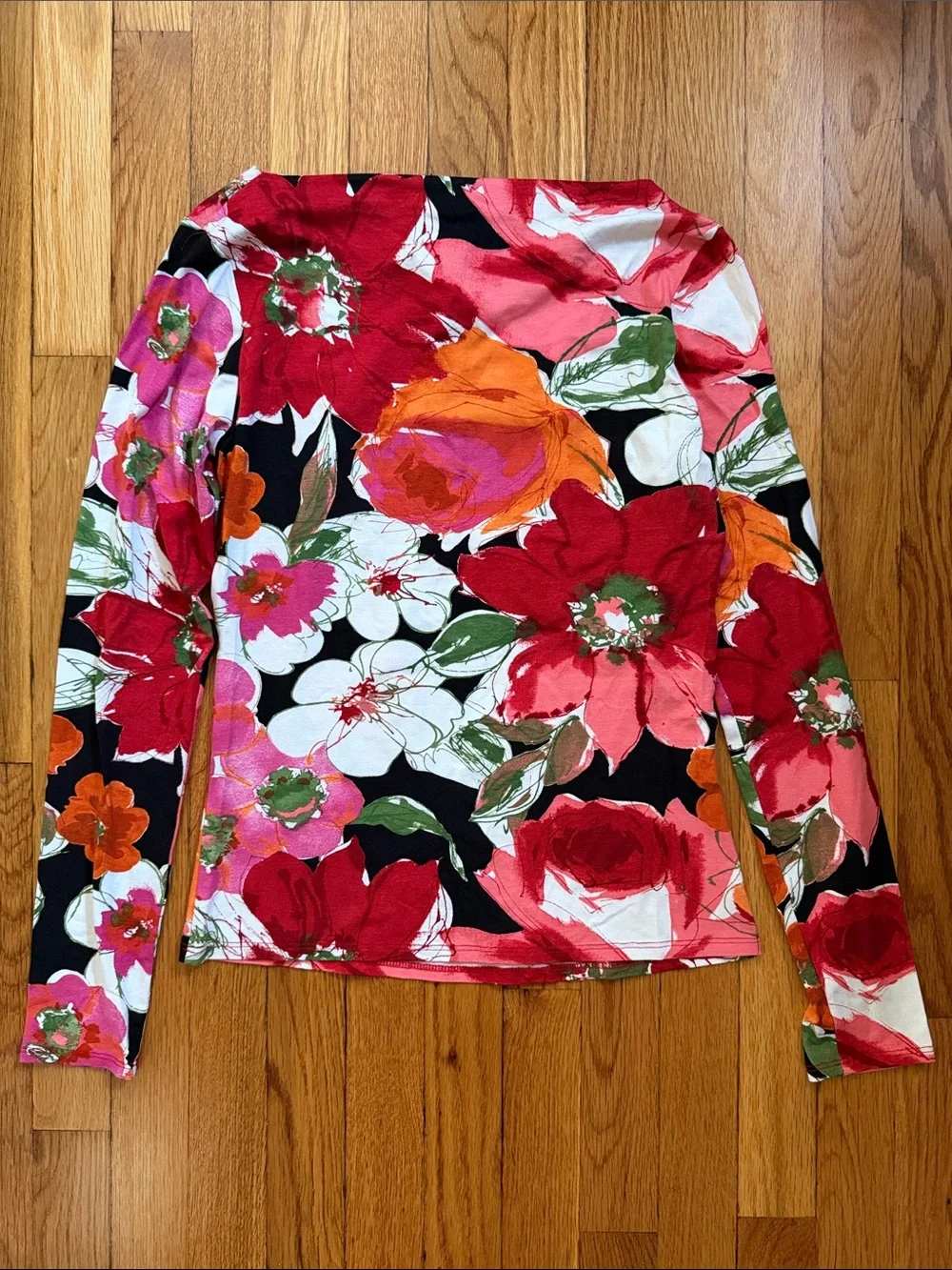 Cache Asymmetrical Floral Long-Sleeve Print Top - Picture 3 of 7